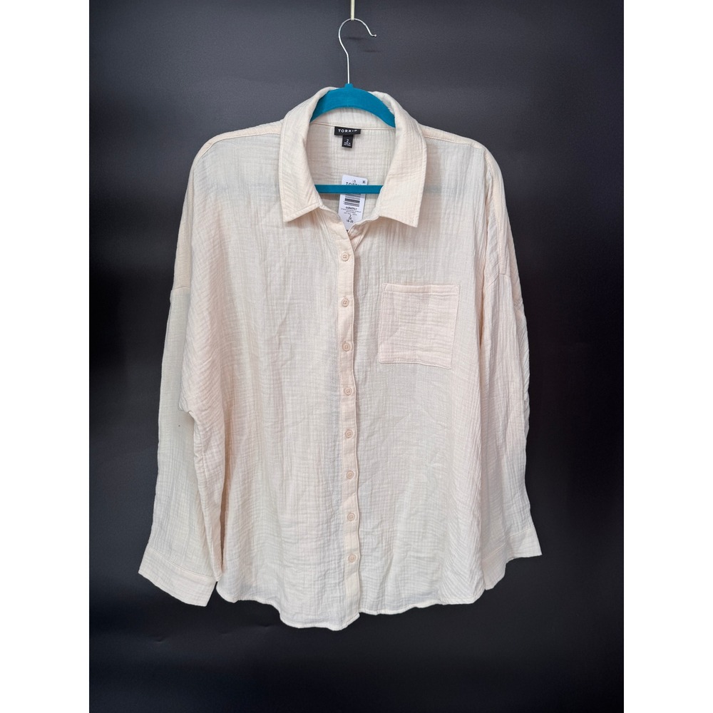 Torrid Button Down Women 2 White Swan NWT Cotton Gauze Drop Shoulder Pocket